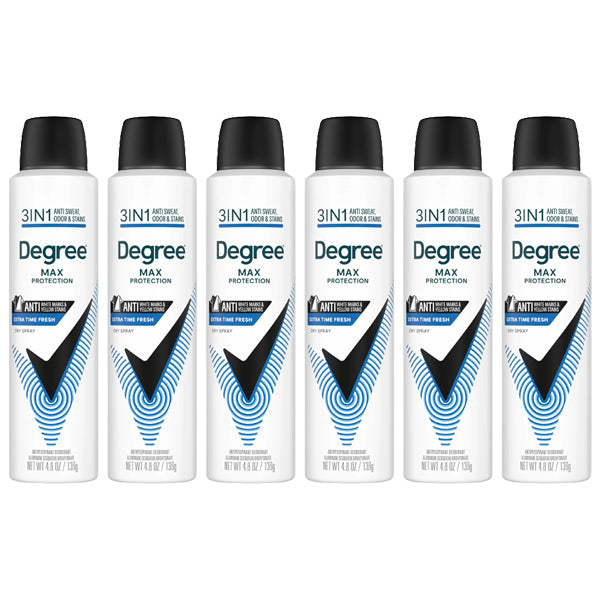 6 Pack - Degree Men's Max Protection 3 in 1 Extra Fresh Dry Spray Antiperspirant 4.8oz Degree